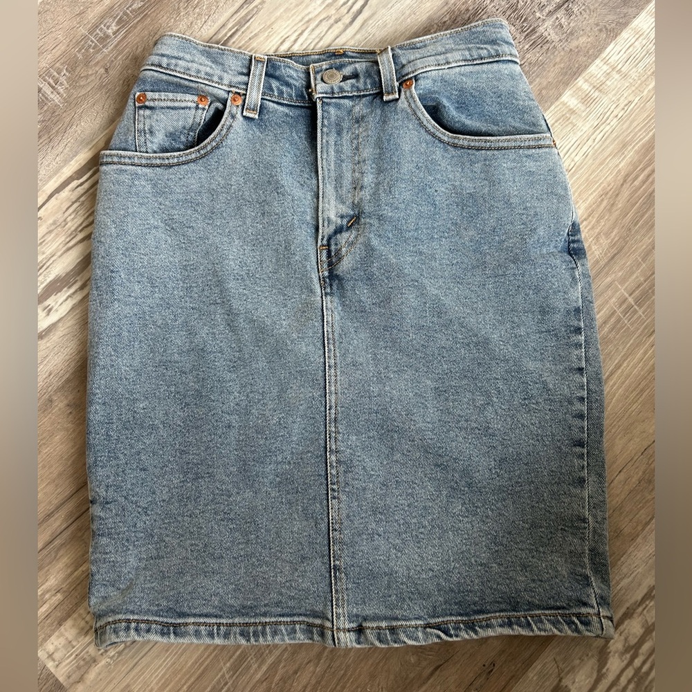 Levi's l Big E Blue Denim Midi Skirt Size 26